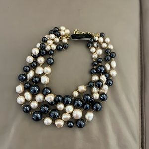 Beautiful Vintage MONET Multi-strand Faux Black & Cream Baroque Pearl Necklace